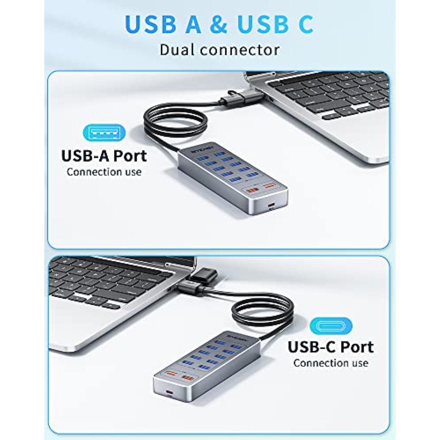 13-Port USB 3.0 Data Hub with 10*USB 3.0 Ports, 1*Type C PD Fast Charging Port,2*USB A Charging Ports
