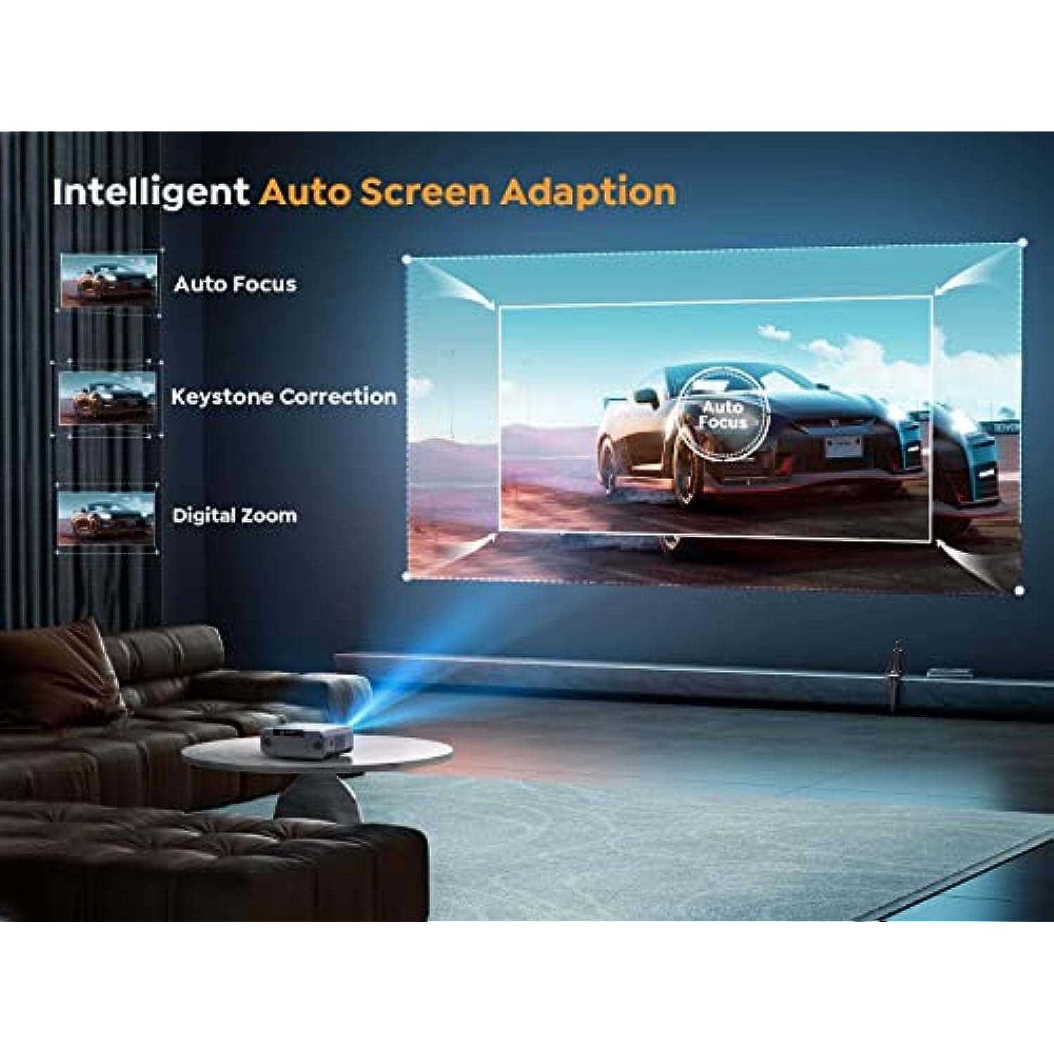 4K Projector with WiFi 6 and Bluetooth 5.2 for Phone/TV Stick/PC