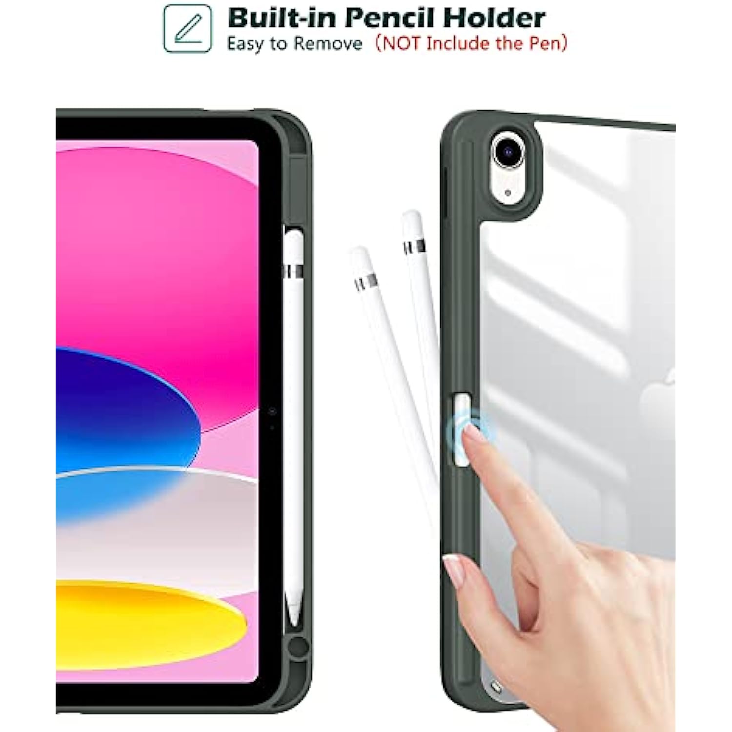 Clear Transparent Back Shell Trifold Protective Case Smart Cover for 2022 iPad 10th Gen A2696 A2757 A2777