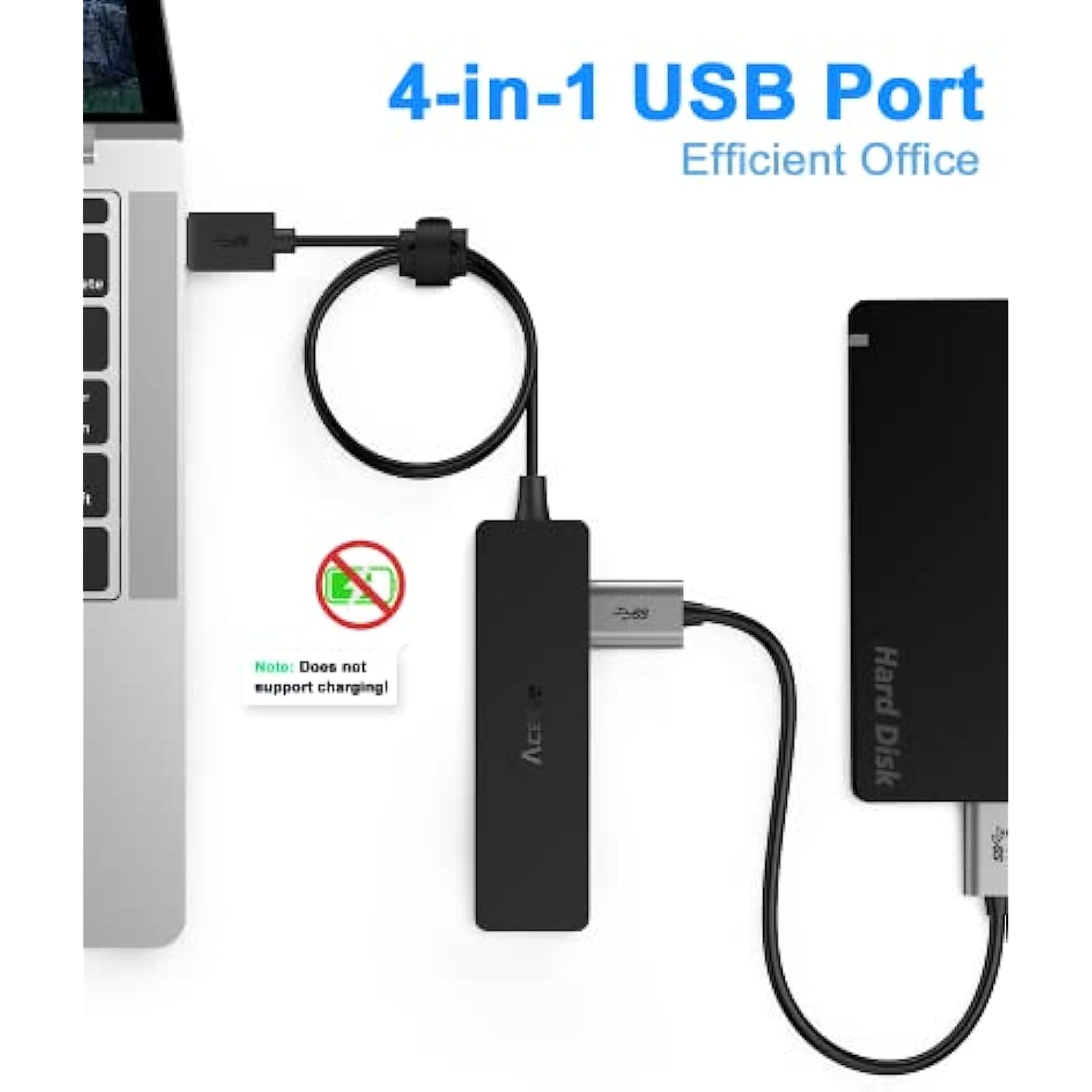 5-Port USB 3.0 Hub with USB-C Powered Port for MacBook, Mac Pro, iMac, Surface Pro, XPS, PC, Laptop, Flash Drive, Mobile HDD