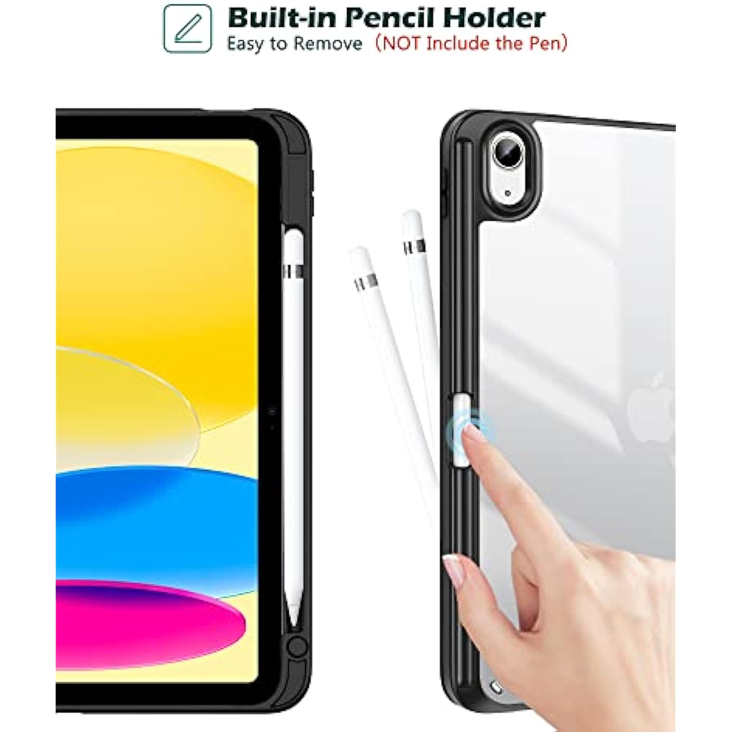 Clear Transparent Back Shell Trifold Protective Case Smart Cover for 2022 iPad 10th Gen A2696 A2757 A2777