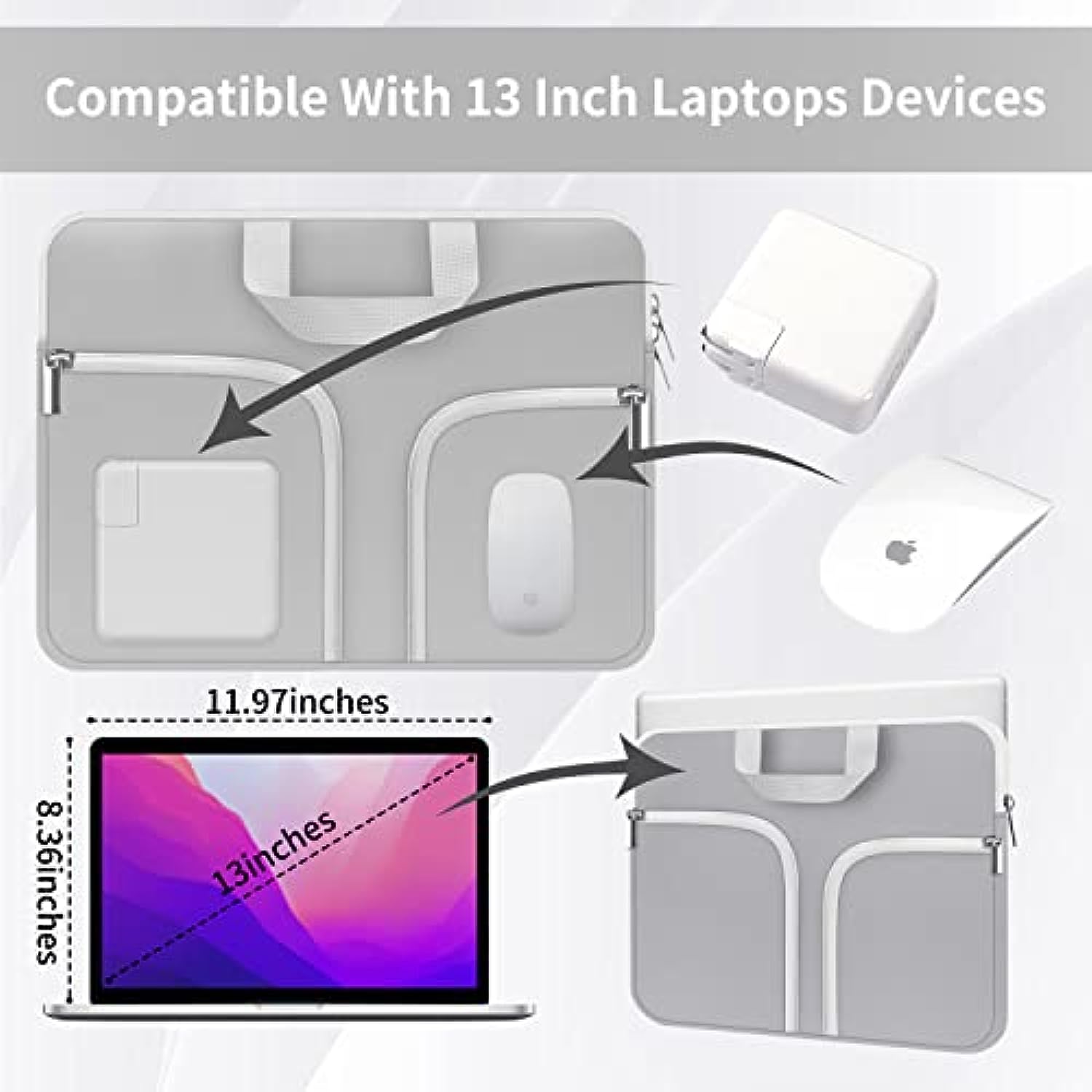 11.6-12.3 inch Neoprene Laptop Case Bag Handle Compatible with Acer Chromebook r11/HP Stream/Samsung/ASUS C202 L210 / Microsoft Surface Pro 7/3/4/5/6/Dell