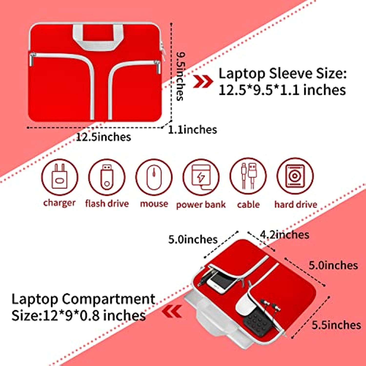 11.6-12.3 inch Neoprene Laptop Case Bag Handle Compatible with Acer Chromebook r11/HP Stream/Samsung/ASUS C202 L210 / Microsoft Surface Pro 7/3/4/5/6/Dell