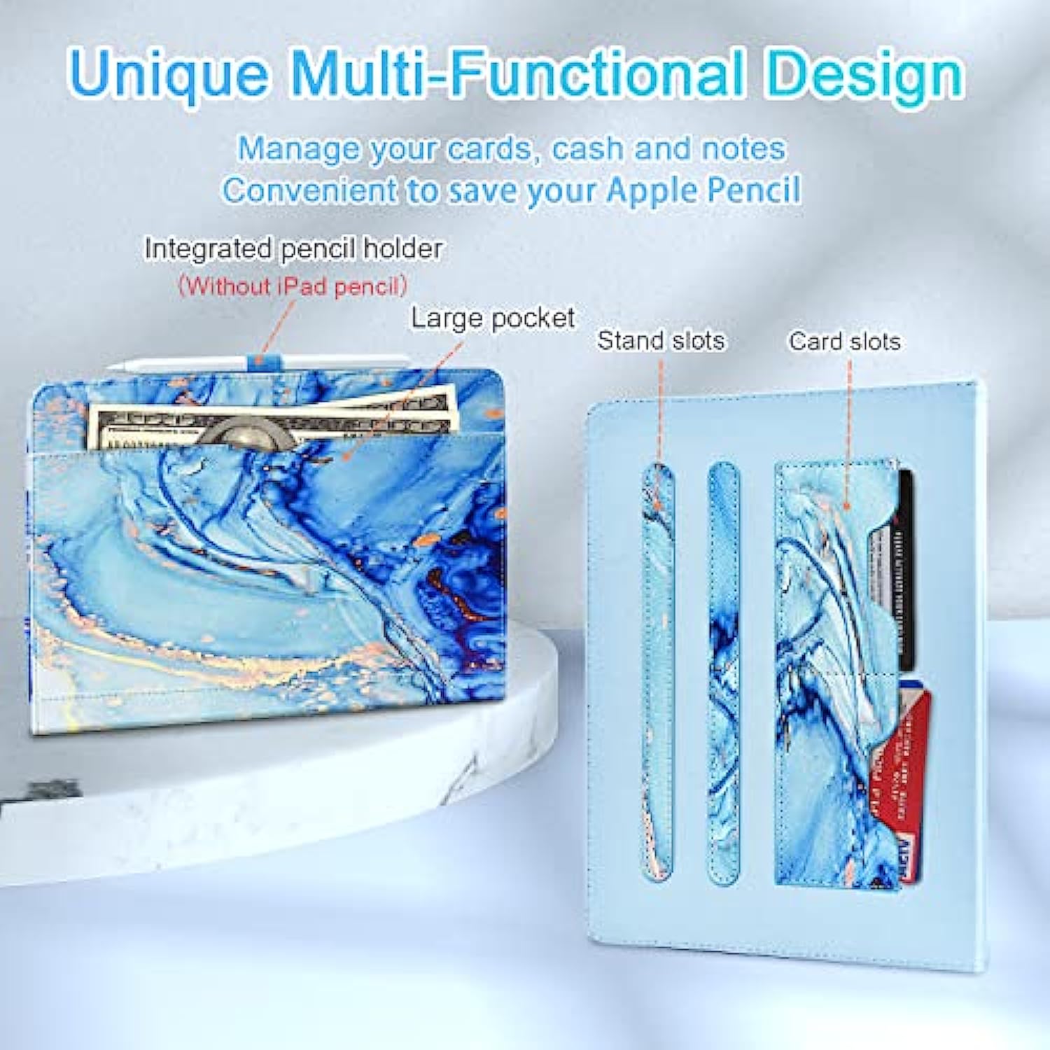 360 Degree Rotating Multi-Angle Viewing Stand for iPad 9th/ 8th/ 7th Generation