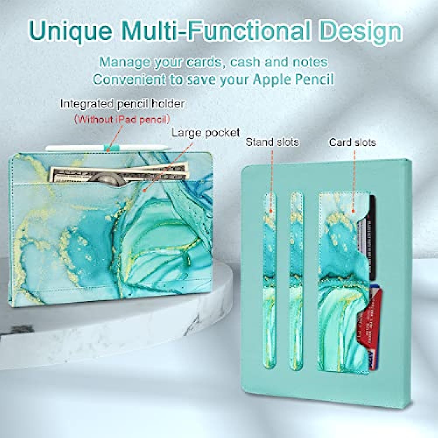 360 Degree Rotating Multi-Angle Viewing Stand for iPad 9th/ 8th/ 7th Generation