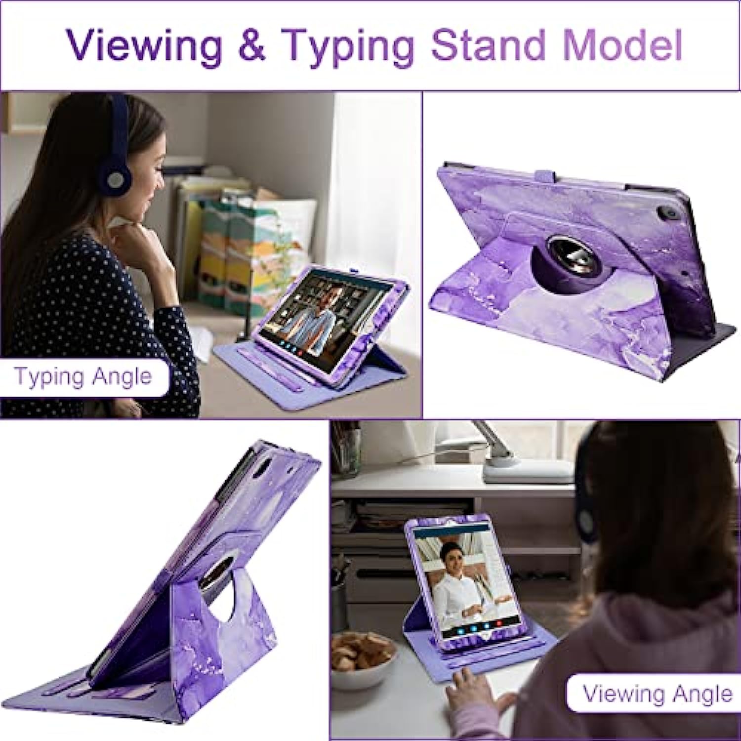 360 Degree Rotating Multi-Angle Viewing Stand for iPad 9th/ 8th/ 7th Generation