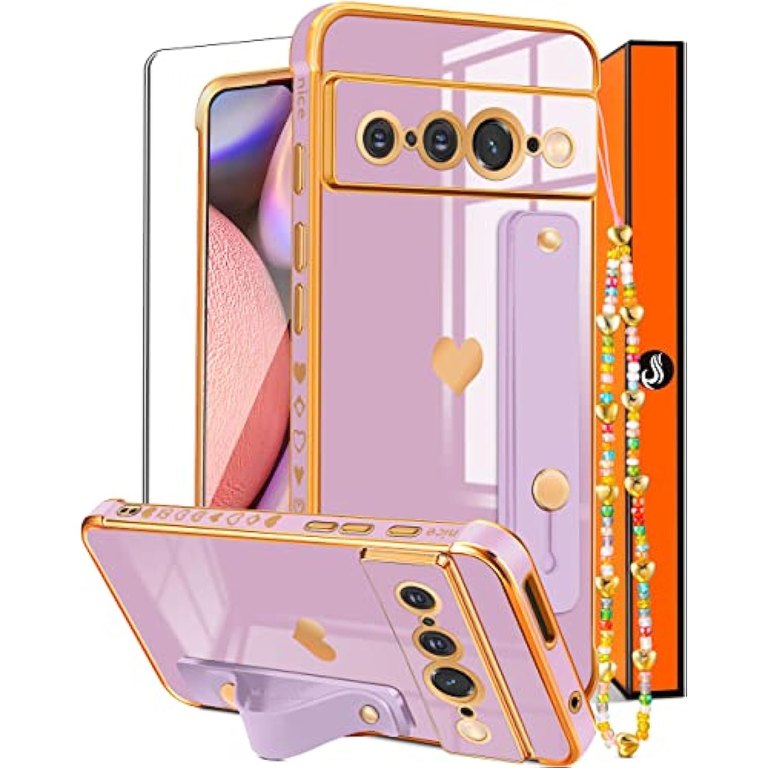 Girls Girly Cute Pretty Phone Cases with Stand for Google Pixel 7 Pro Case 6.7 inch