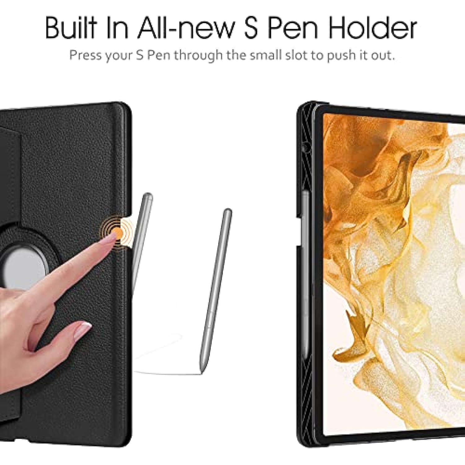 Rotating Case with S Pen Holder for Samsung Galaxy Tab S8 Plus 2022/S7 FE 2021/S7 Plus 2020 12.4 Inch
