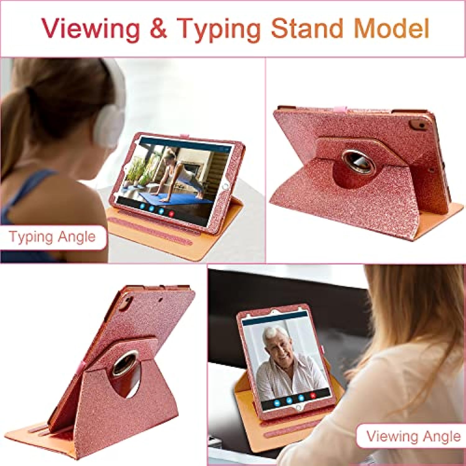 360 Degree Rotating Multi-Angle Viewing Stand for iPad 9th/ 8th/ 7th Generation