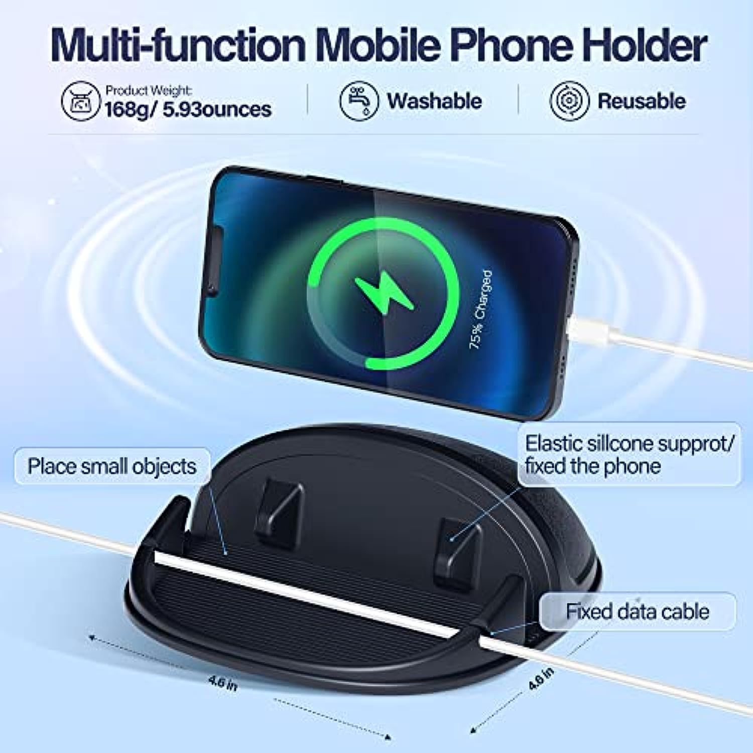 Slip Free Desk Phone Stand Compatible with iPhone, Samsung & Android Smartphones