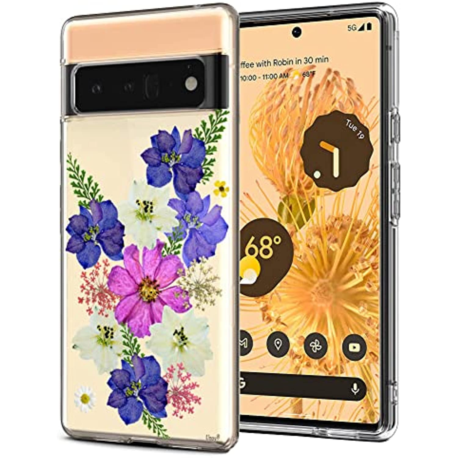 Soft TPU Shock Absorption Slim Embossed Pattern Protective Back Cover for Pixel 6 Pro