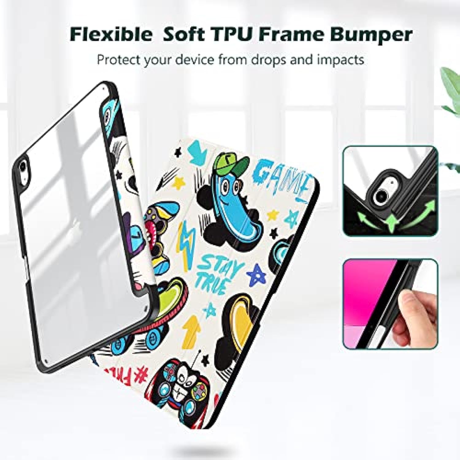 Clear Transparent Back Shell Trifold Protective Case Smart Cover for 2022 iPad 10th Gen A2696 A2757 A2777