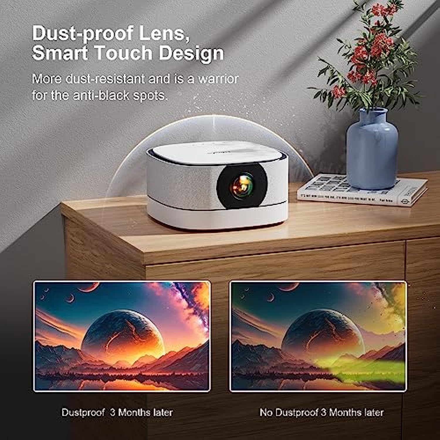 Mini Portable Rechargeable Projector with Electric-Focus & Zoom Movie Projector for Outdoor/Home Use