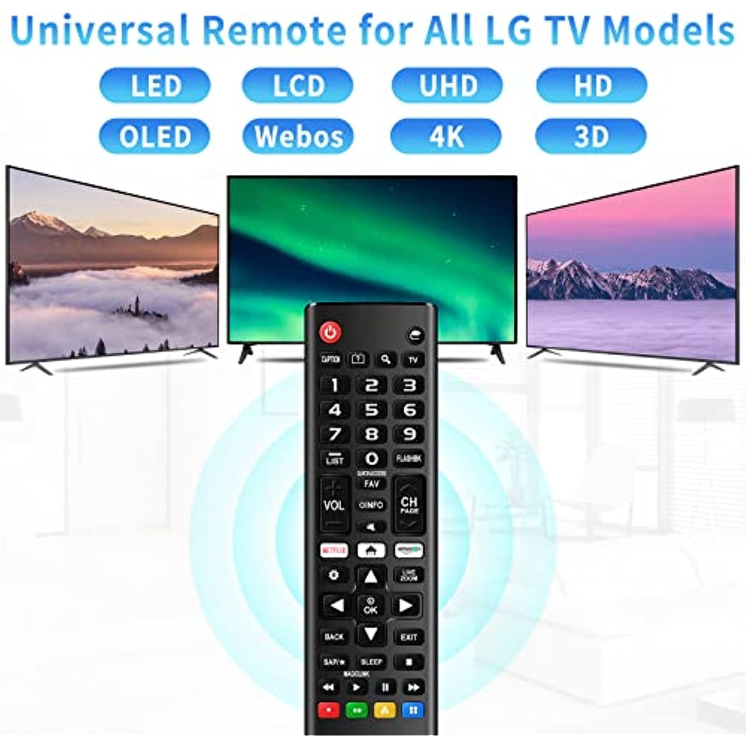 Pack of 2 Universal Remote for LG Remote Control Smart TV with Netflix, Prime Video Shortcut Keys Compatible with All Models LG TV