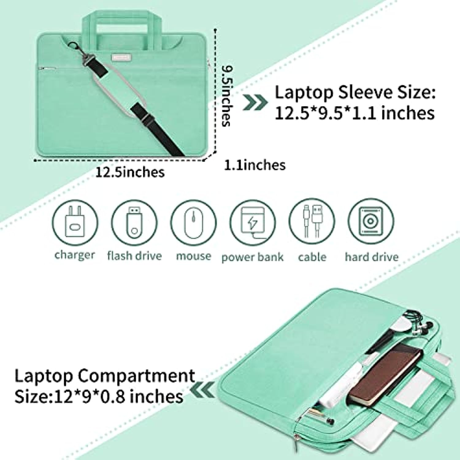 11.6-12.3 inch Neoprene Laptop Case Bag Handle Compatible with Acer Chromebook r11/HP Stream/Samsung/ASUS C202 L210 / Microsoft Surface Pro 7/3/4/5/6/Dell