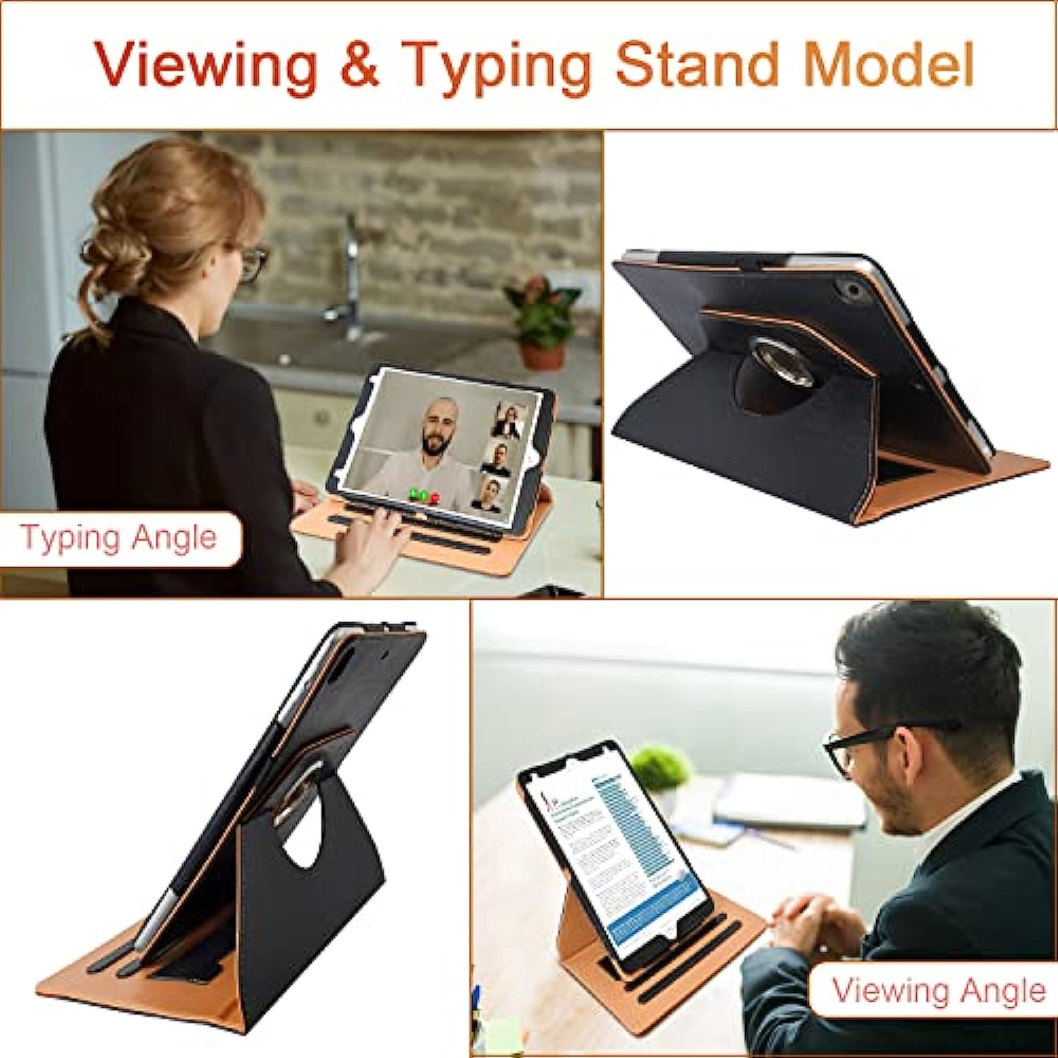 360 Degree Rotating Multi-Angle Viewing Stand for iPad 9th/ 8th/ 7th Generation