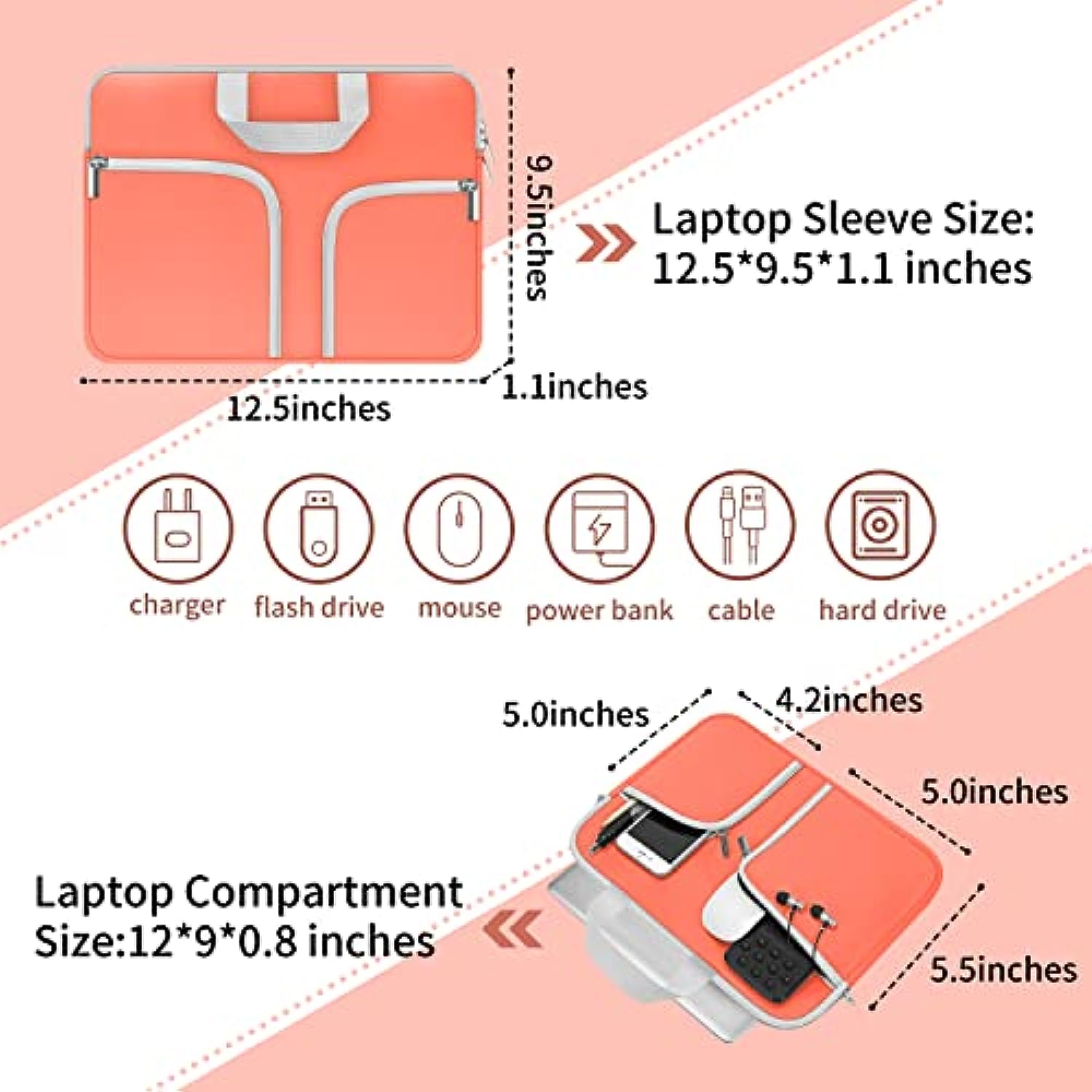 11.6-12.3 inch Neoprene Laptop Case Bag Handle Compatible with Acer Chromebook r11/HP Stream/Samsung/ASUS C202 L210 / Microsoft Surface Pro 7/3/4/5/6/Dell