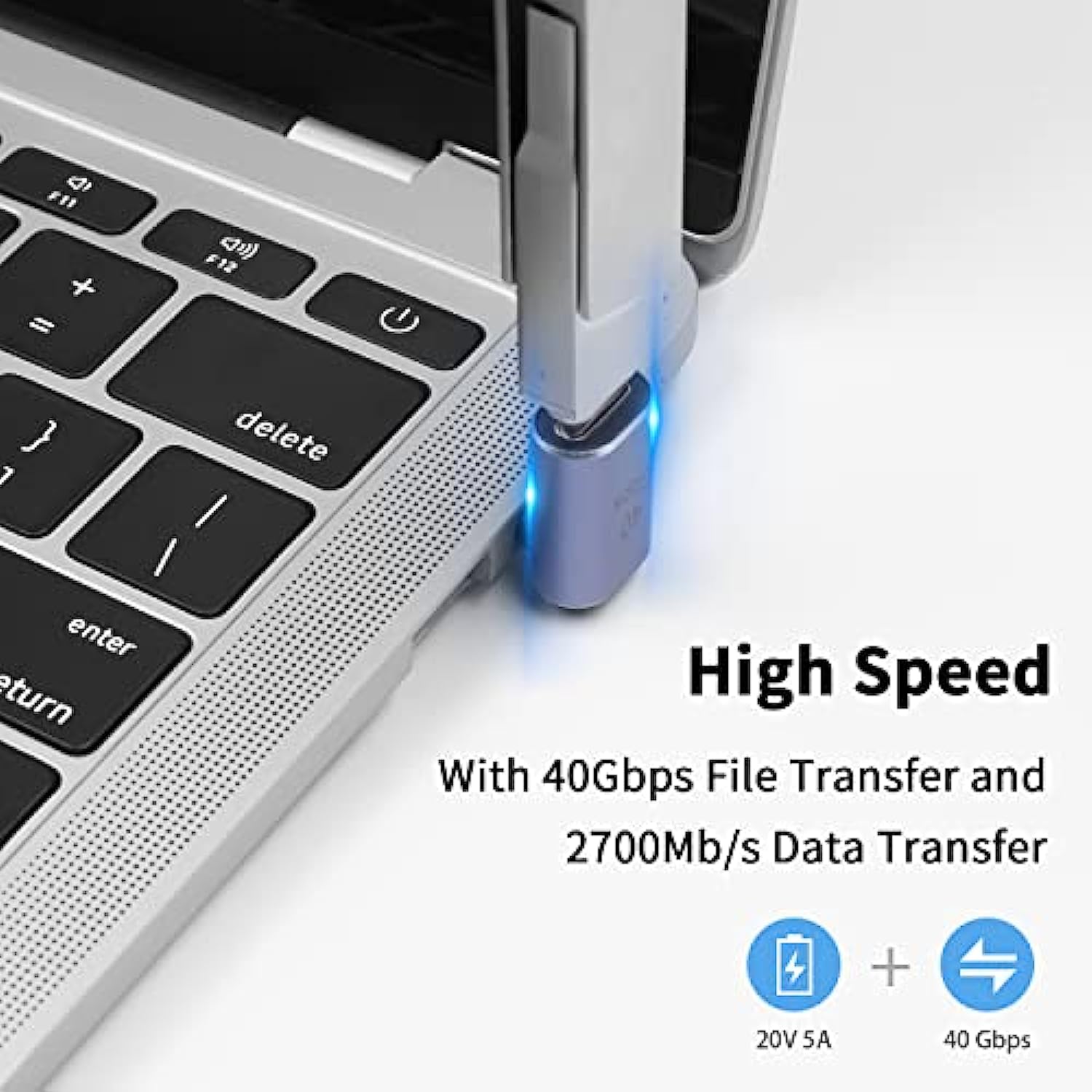 40Gbps USB C Adapter 90 Degree USB C Adapter Up & Down USB C Male to USB C Female Connector with 8K Video Display for ipad, MacBook, 2pack