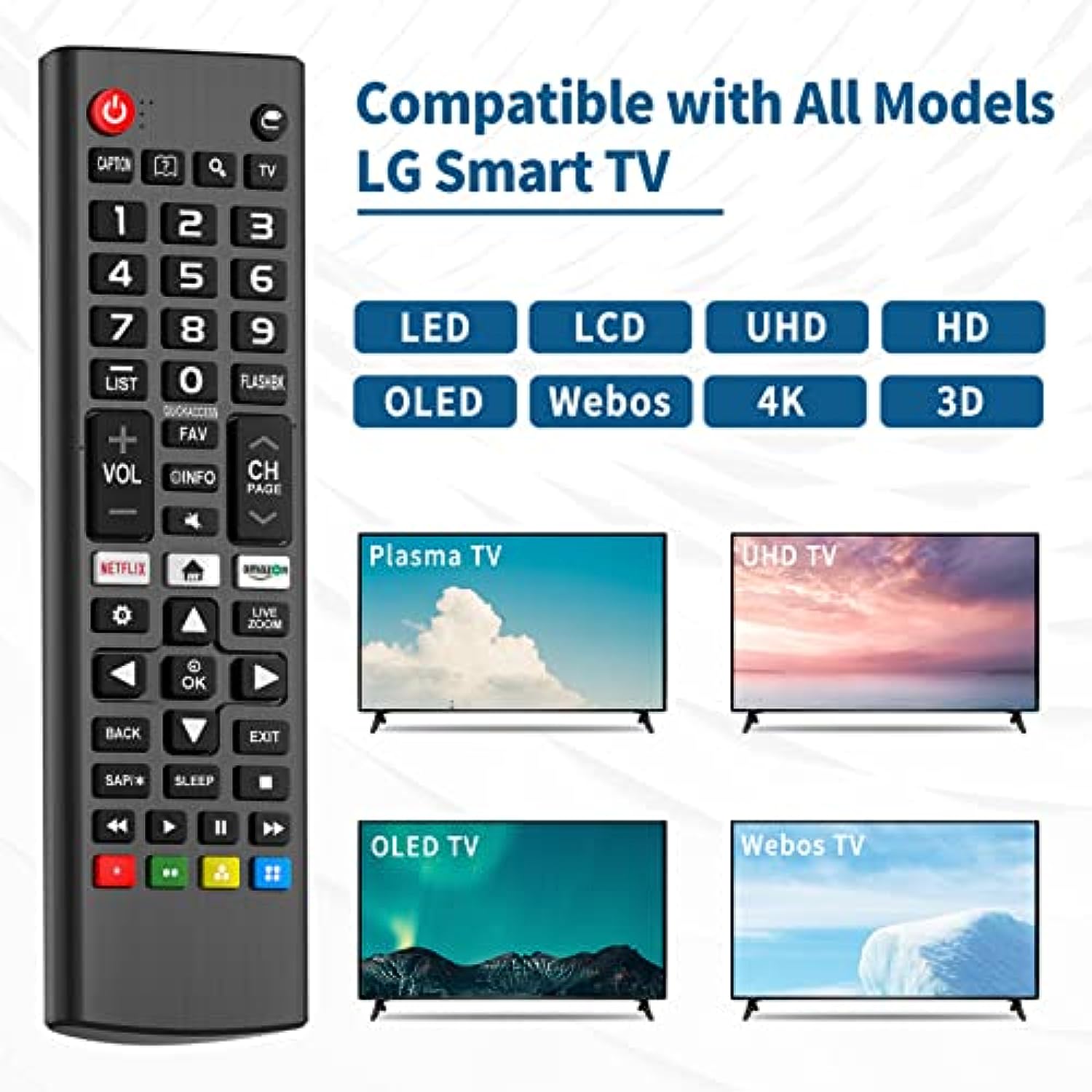 Pack of 2 Universal Remote for LG Remote Control Smart TV with Netflix, Prime Video Shortcut Keys Compatible with All Models LG TV