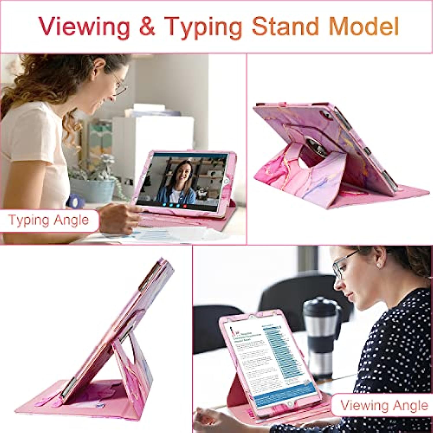 360 Degree Rotating Multi-Angle Viewing Stand for iPad 9th/ 8th/ 7th Generation