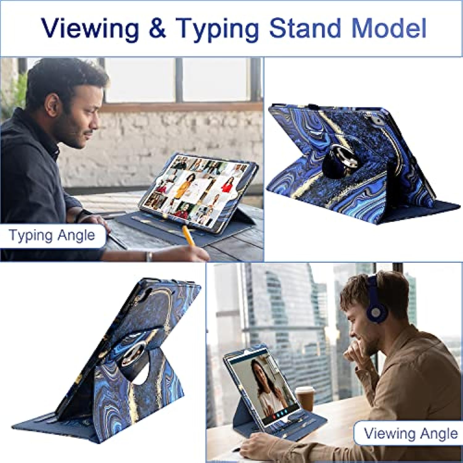 360 Degree Rotating Multi-Angle Viewing Stand for iPad 9th/ 8th/ 7th Generation