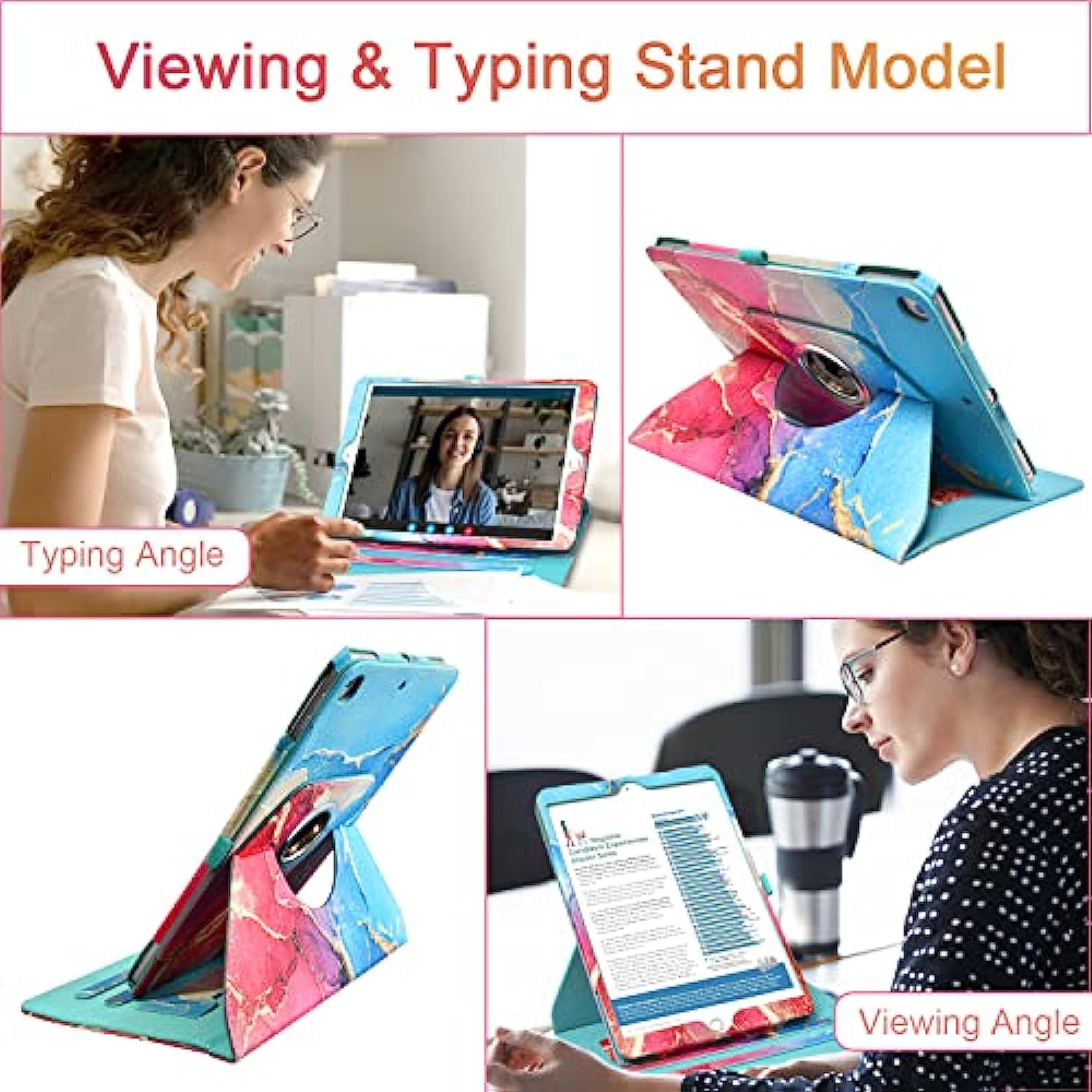 360 Degree Rotating Multi-Angle Viewing Stand for iPad 9th/ 8th/ 7th Generation