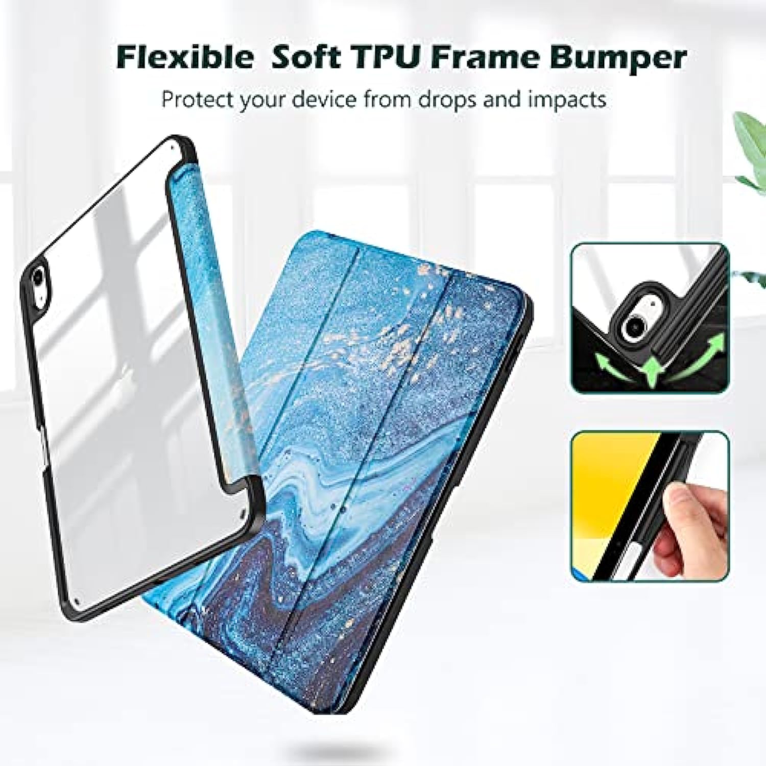 Clear Transparent Back Shell Trifold Protective Case Smart Cover for 2022 iPad 10th Gen A2696 A2757 A2777