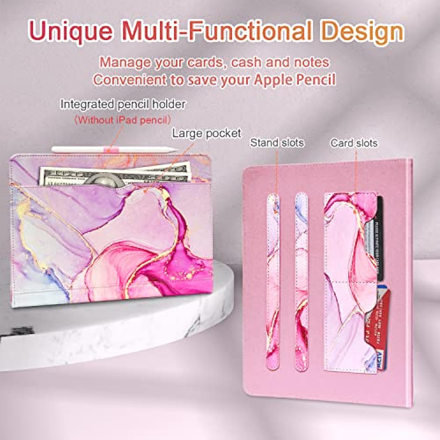 360 Degree Rotating Multi-Angle Viewing Stand for iPad 9th/ 8th/ 7th Generation