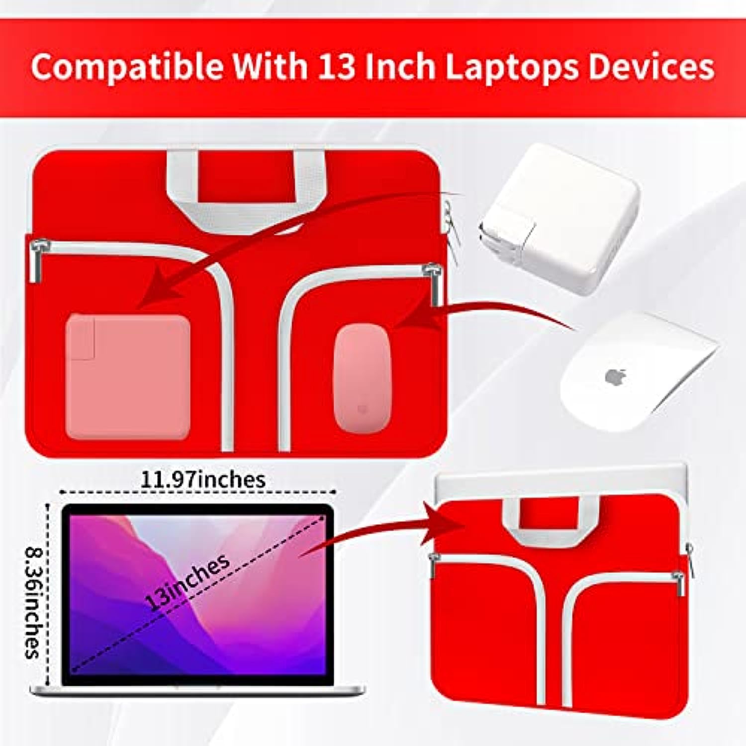 11.6-12.3 inch Neoprene Laptop Case Bag Handle Compatible with Acer Chromebook r11/HP Stream/Samsung/ASUS C202 L210 / Microsoft Surface Pro 7/3/4/5/6/Dell