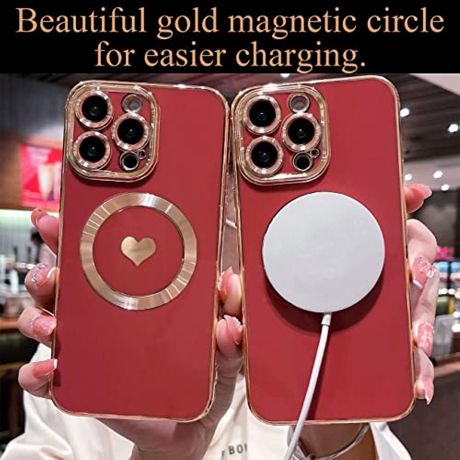 Cute Love Heart Soft Back Cover Raised Full Camera Lens Protection Case for iPhone 14 Pro Max