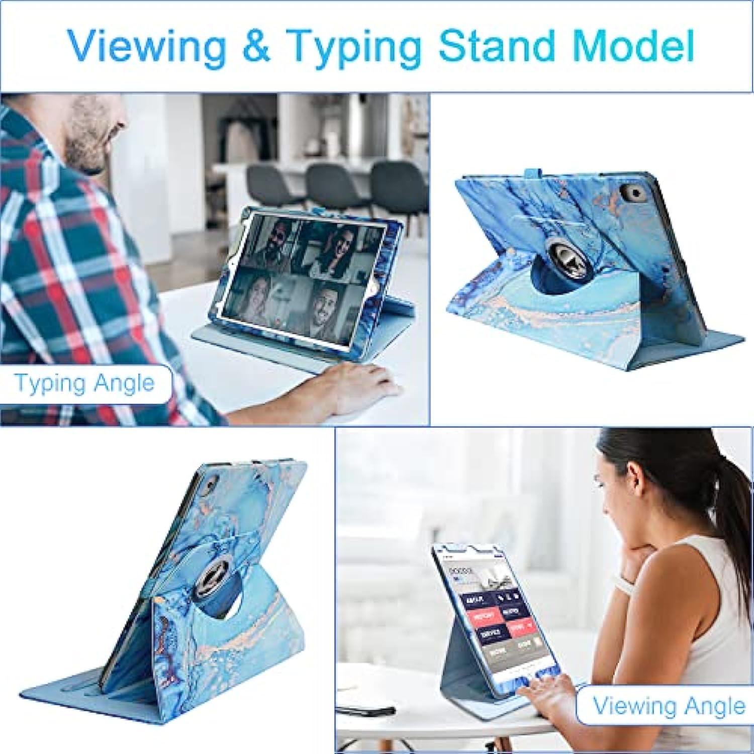 360 Degree Rotating Multi-Angle Viewing Stand for iPad 9th/ 8th/ 7th Generation