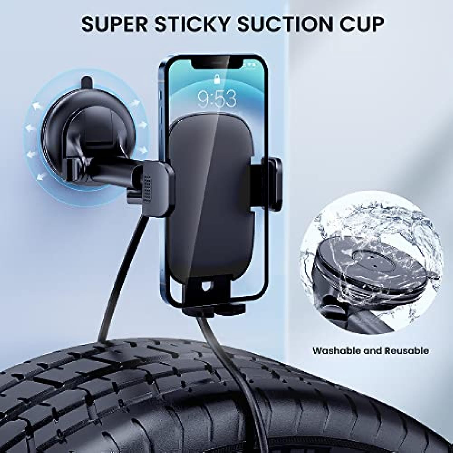 Military-Grade Suction & Stable Hook Phone Mount Fit for iPhone & Android Phone