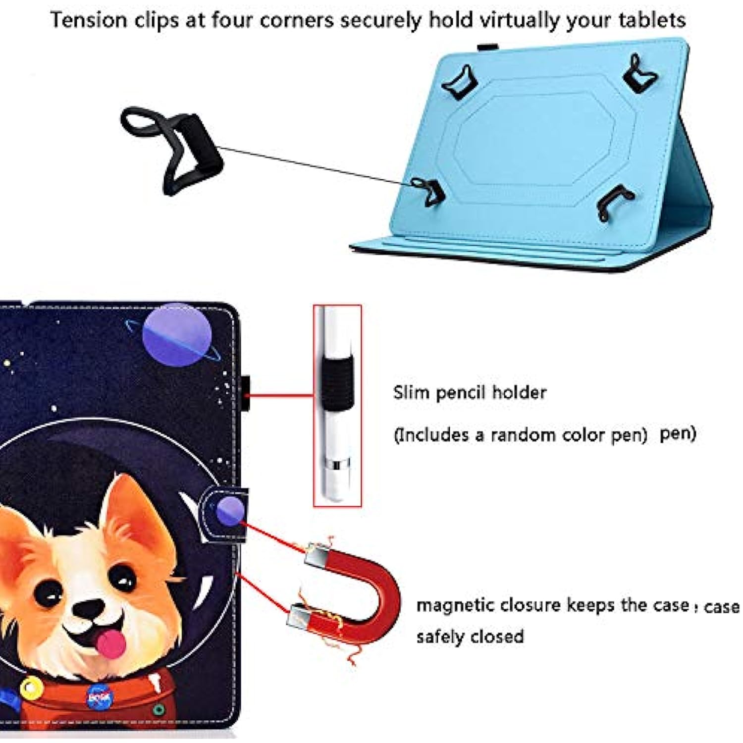 Universal Case for Lenovo/ASUS/LG/Huawei Mediapad/iPad 10.2/9.7/10.5/Air 3/2/1 and Galaxy S6 10.5/Tab A/E/S/3/4/s2/s3/s4/S5e 9.7