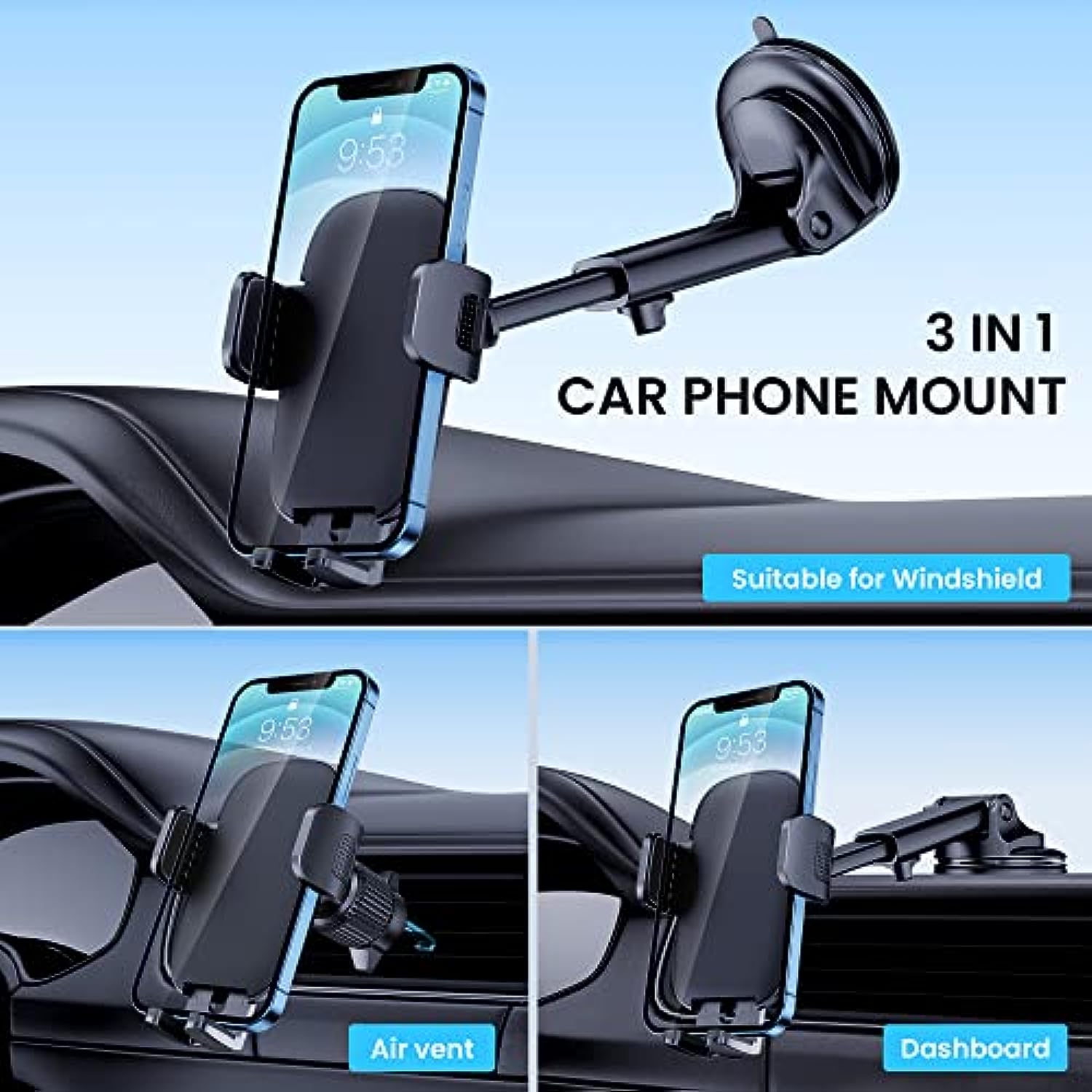 Military-Grade Suction & Stable Hook Phone Mount Fit for iPhone & Android Phone