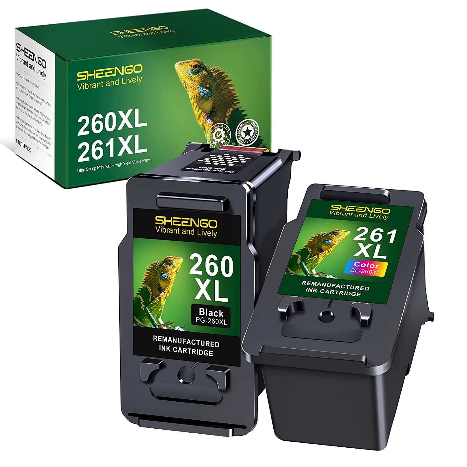 Ink Cartridge Replacement For Canon 260 Xl 261 Xl Pg-260Xl Cl-261Xl 260Xl 261Xl Ink For Canon Ts6420 Ts5320 Tr7020 Printer (1 Black, 1 Tri-Color, 2-Pack)