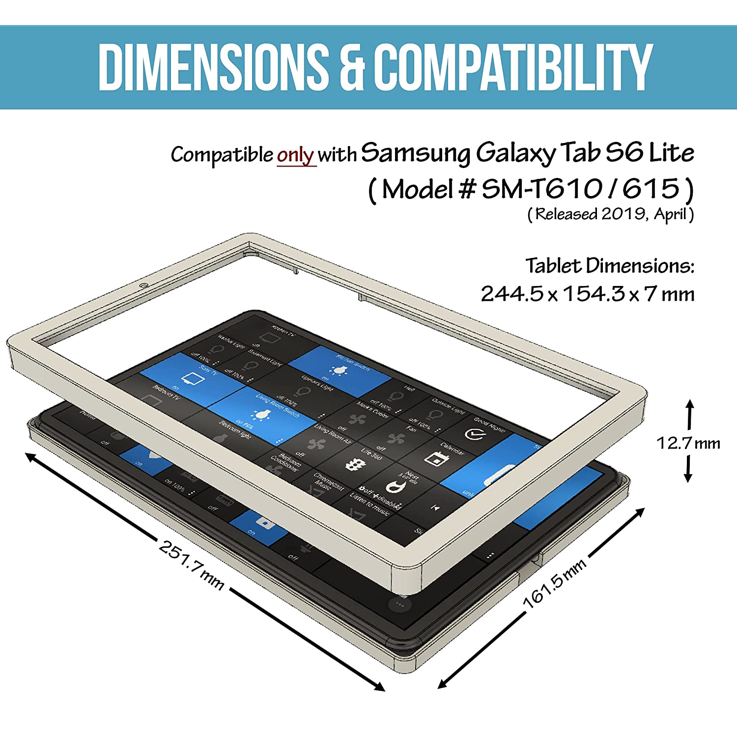 New Wall Mount Kit For Samsung Galaxy Tab S6 Lite 10.4 Tablet (Sm-P610 / 615) - Black