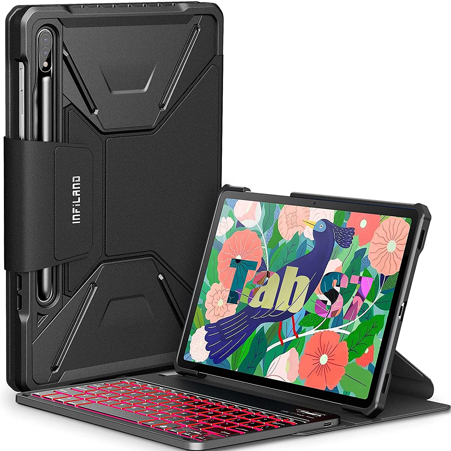 New Galaxy Tab S7 Case Bundle With Galaxy Tab S7 Backlit Keyboard Case (For Model Sm-T870/T875/T876 Tablet)
