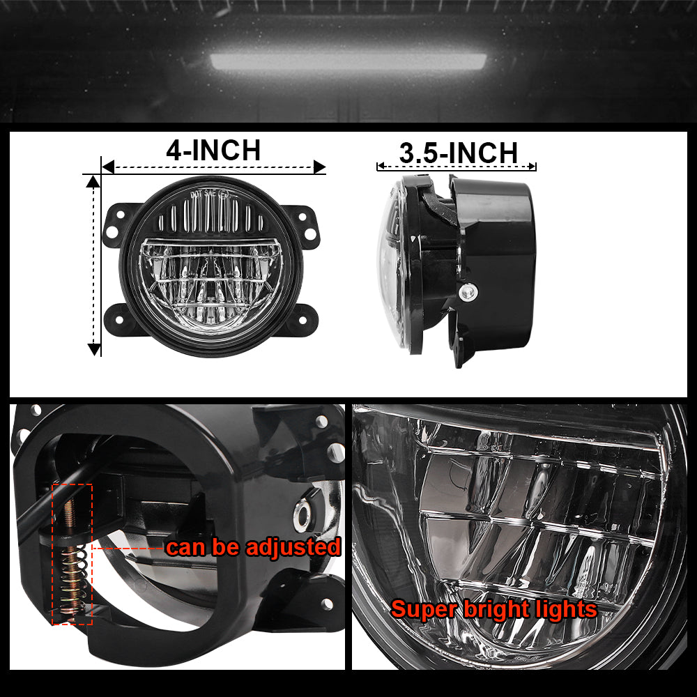 Phare antibrouillard LED de pare-chocs avant de 4 pouces Smile Design pour Jeep Wrangler