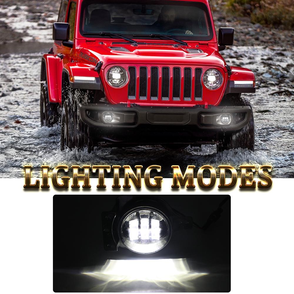 DOT Approved 4-inch LED Round Sports Fog Light for Jeep JL JLU 2018+