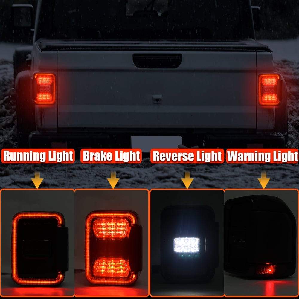 LED Tail Lights for Jeep Gladiator Brake Turn Signal Reverse DRL Light