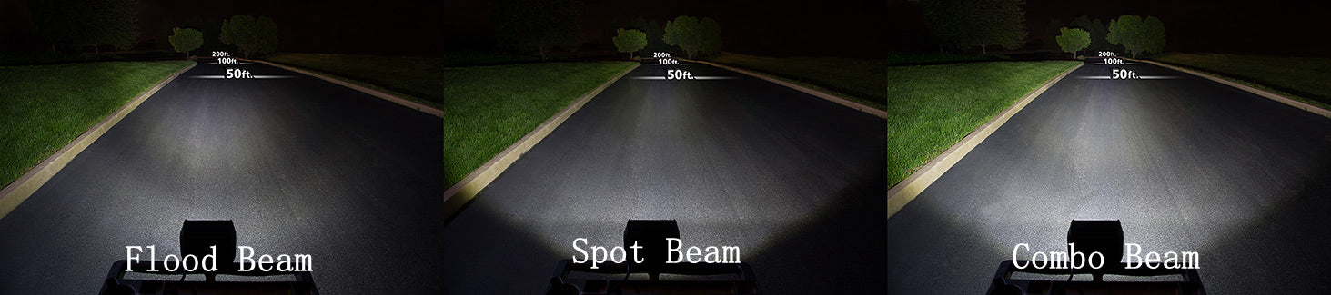  LED light bar using flood, spot, and spot/flood combo beams