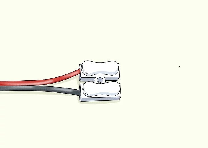 How to Install Whip Lights, Plug the stripped power wires into a quick connector for splicing. 