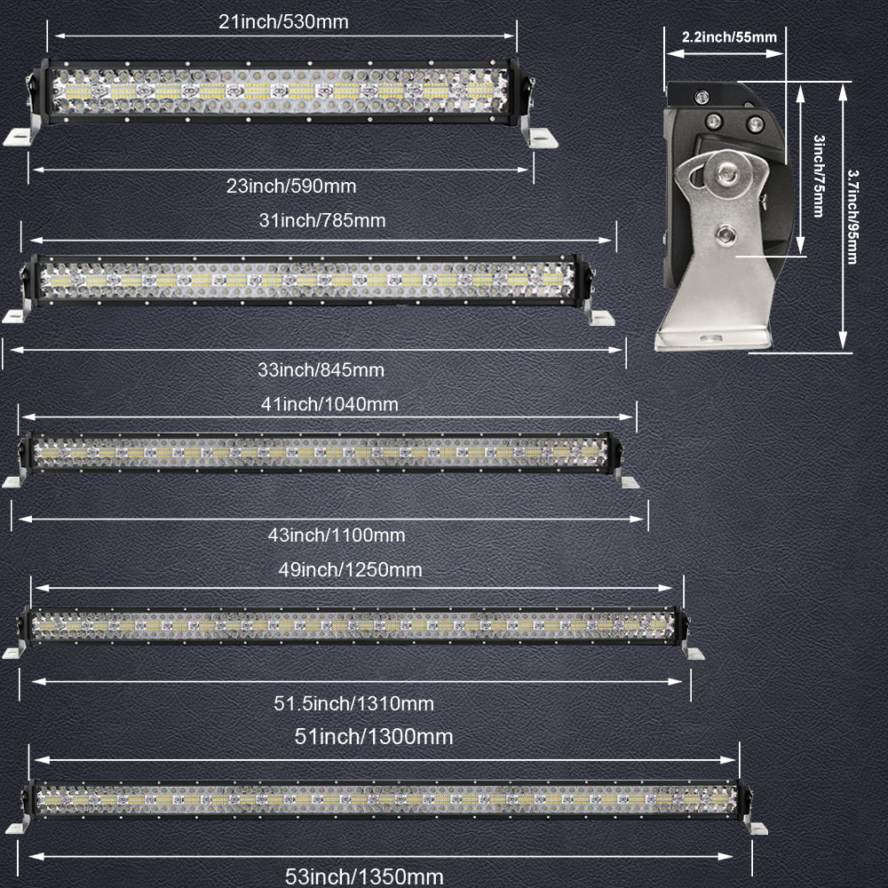 Epiccross 52 pouces 975W 3 rangées Combo Beam LED Light Bar Multi taille