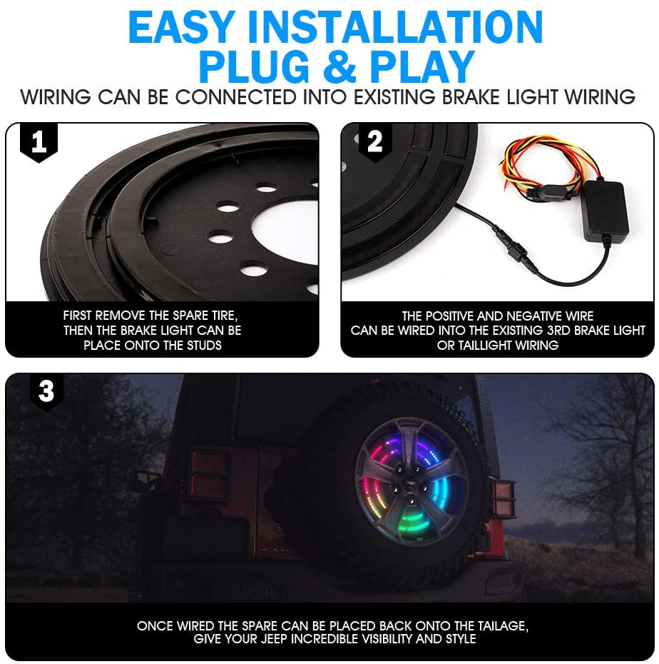 Epiccross Dancing RGB Third Brake Spare Tire Brake Light for Jeep