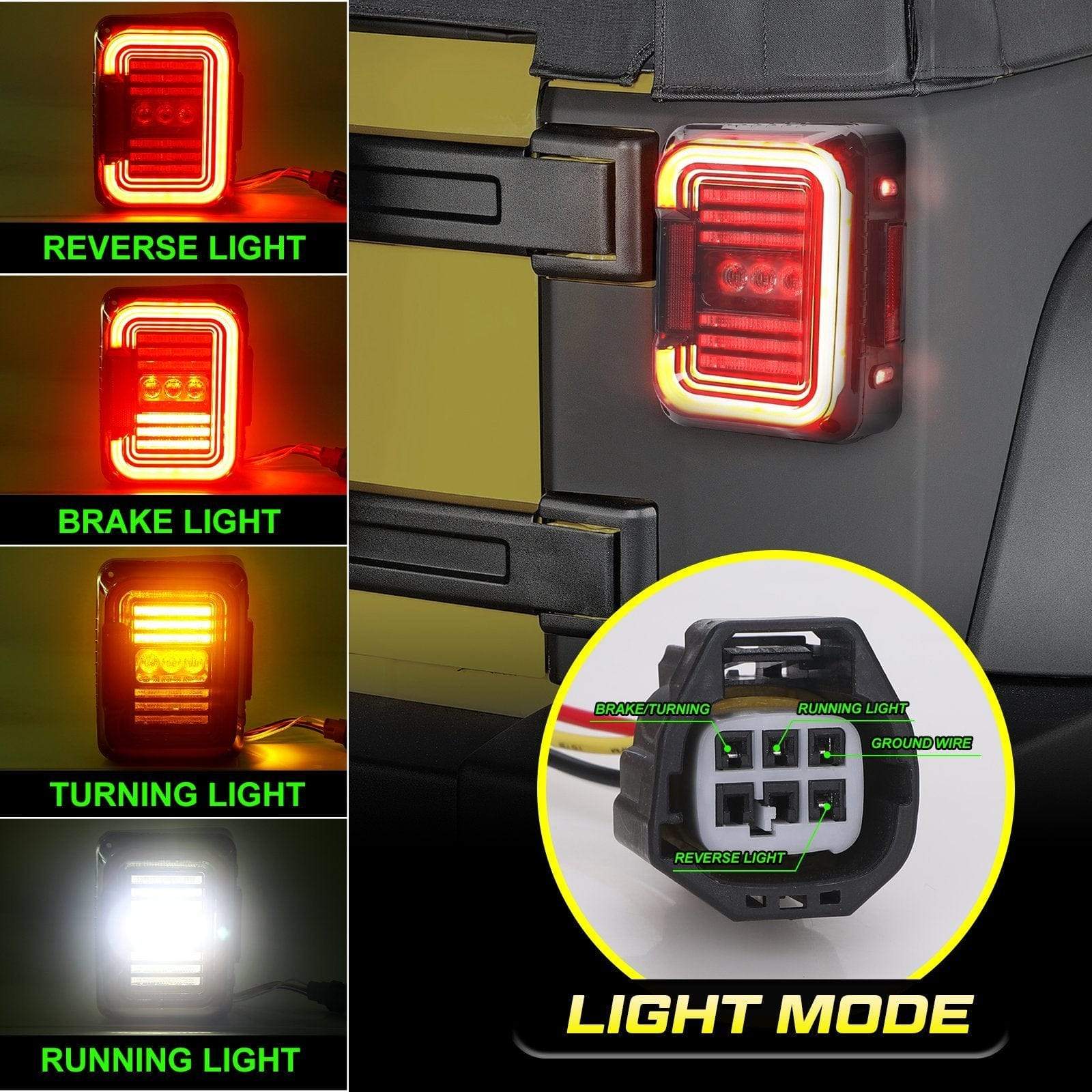 Epiccross™ jeep wrangler jk tail lights lighting mode