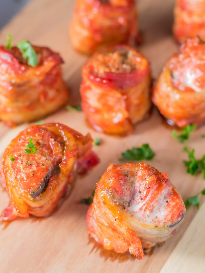 Bacon wrapped salmon bites