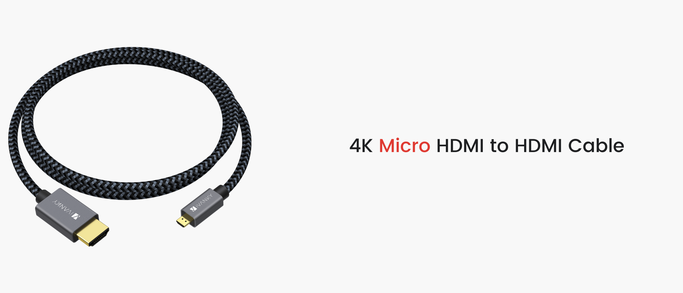 4K Micro HDMI to HDMI Cable - Braided