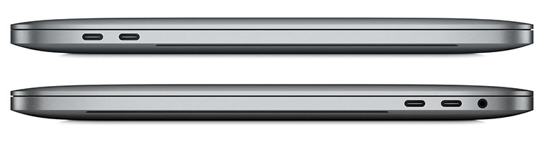 MacBook Pro 15-inch, 2016, four Thunderbolt 3 ports.