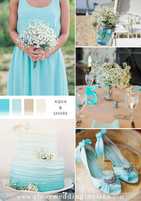 aqua blue and white wedding color ideas