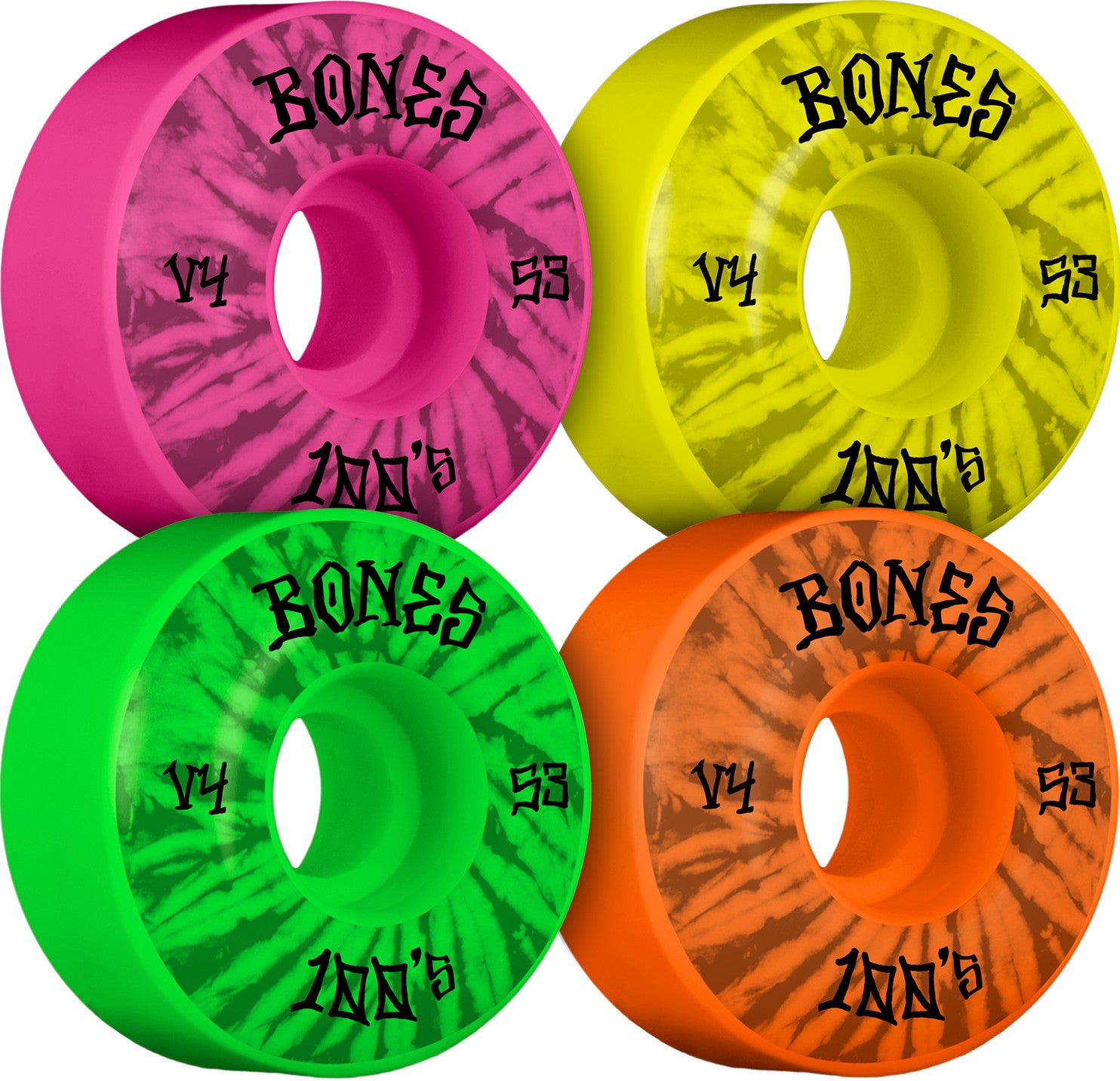 Bones OG Formula V4 Wide Party Pack Assorted Colors 100a 53mm Wheels
